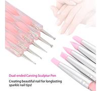 Tbest 5pcs de Pintura de Escultura de Doble Extremo Schnitzdetted, Lápiz de Uñas Magnéticas para Lino de Ahorro de Larga Duración, Rosa/azul (PINK)