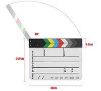 Tbest Acrílico Director Escena Claqueta Película Profesional TV Película Tablero de Acción Bolígrafo de Borrado en Seco Incluido Durable Ligero Impermeable para (Pizarra blanca de color PAV1CWE4)