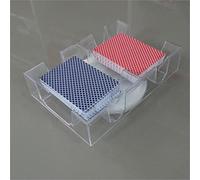 Tbest Bandeja Giratoria para Cartas 6 Barajas 2 Barajas Organizador de Portatarjetas de Plástico Transparente con Base Giratoria Suave para Torneos en Casa Juegos de Póquer Canasta (Pon 2 póquer)