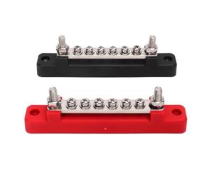 Tbest Barra Colectora de 6 Terminales Barra Colectora de 6 Postes de Pernos 130A 150A 300V CA 48V con Latón Niquelado y Cubierta Ignífuga para Cableado de Barcos