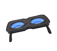 Tbest Basic Bowls, Tazones de Perros Elevados Plegables Portátiles Doblan Tazones de Perros Elevados con Soporte para la Leva Al Aire Libre TL (L Azul)