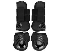 Tbest Botas de Caballos Elásticas de 2 Pares de Vida de Larga Vida para Entrenar los Protectores de Piernas Delanteras PU Resistentes Al Impacto, Negro, Negro, (Grande)