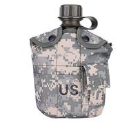 Tbest Botella de Agua Militar Cantimploras, Botella de Agua Camuflaje Portátil Cantina Militar Verde de Ejército con Fiambrera de Aluminio reemplazo para Acampar Senderismo Viaje Cam Cantina
