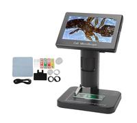 Tbest Cámara de Microscopio Digital con Pantalla IPS de 5 Pulgadas USB 1080P Ampliación 1000X 3 Modos de Iluminación Zoom 8X para Experimentos de Biología de Investigación de