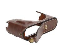 Tbest Camina Protectora de Cuero PU Estuche Media Cubierta de Carrocería para Q2 con Batería Que Abre el Complejo de la Batería Café de Trípode Liviano de Trípode Liviano Marrón Negro (Café)