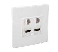 Tbest Cat6 Ethernet Wall Plate, 4 Port HD Multimedia