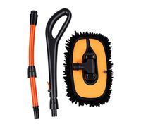 Tbest Cepillo Curvo de 15° para Lavar Autos con Telescópico de 55-120 Cm, Varilla Extensible de Aleación de Aluminio, Cabezal Desmontable y Giratorio 360° para Coches SUV (Naranja Negro)