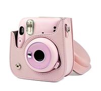 Tbest Cepillo para el Cuello para Cortar el Cabello, Estuche de Cuero PU con Correa para el Hombro para Fujifilm Instax Mini 11 CameraPurple (Rosa)