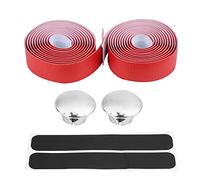 Tbest Cinta para manillar de icleta de carretera, cinta de barra de icleta, cinta de manillar completa un ciclo 1Par cintas del manillar + 1Par bandas adhesivas + 1Par casquillos por (rojo)