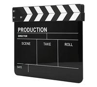 Tbest Claqueta Acrílico Profesional Director Película Película Acción Aplaudir Herramienta de Fotografía con Imán Incorporado para Producción de Vídeo 30x25cm Tablero Negro Raya (Pizarra con Rayas