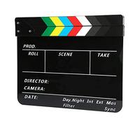 Tbest Claqueta de Director de Acrílico Profesional Herramienta de Aplauso de Acción de Película de 30x25 Cm con Imán Incorporado para Producción de Video y Fotografía