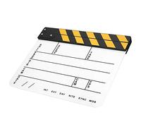 Tbest Claqueta de Película Acrílica Profesional Herramienta de Fotografía de Cine de Director con Sonido Claro y Superficie de Escritura de Tiza para Producción (Pizarra Raya Amarilla (PAV1YWE4))