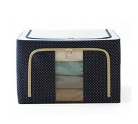Tbest Contenedor de Almacenamiento de Ropa de Gran Capacidad, Tela Plegable con Cubierta Sellada para Mantas, Almohadas, Ropa de Temporada, Azul con Lunares (Azul con punto)
