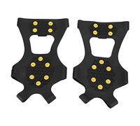 Tbest Crampones para Escalada en Nieve de 10 Dientes: Picos de Hielo Antideslizantes para Senderismo Montañismo con Clavos de Acero Inoxidable y Correas de Goma para Botas, Zapatillas de Deporte