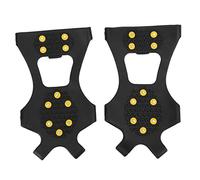 Tbest Crampones para Escalada en Nieve de 10 Dientes: Picos de Hielo Antideslizantes para Senderismo Montañismo con Clavos de Acero Inoxidable y Correas de Goma para Botas, Zapatillas de Deporte