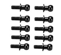 Tbest Extremo de Varilla de Enlace de Tornillo de Cabeza de Metal de 10 Piezas para Piezas de Actualización de Automóvil TT01 TT02 RC - Conectores de Suspensión de Aleación de Aluminio para un (BLACK)