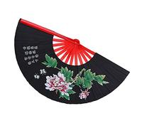 Tbest Fan de Tai Chi, ventilador de seda chino de Kung Fu de artes marciales de Kung Fu Fan de seda de mano derecha de Wushu Funcionamiento de danza Ventilador plegable de mano de ventilador(Negro)