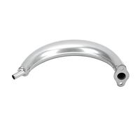 Tbest Half Moon Banana Muffler Tubo de Alta Resistencia Aleación de Acero Silenciador Curvado para 2 Tiempos Motorizado Silver 18 Mm Entrada