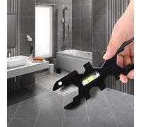 Tbest Herramienta de Llave Multifunción para Grifo, Tubería, Baño, Hogar, Negro | 45 Acero Metálico | Llave Inglesa 6 en 1 con Regla | Diseño de Mano de Fácil agarre.