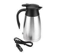 Tbest Hervidor Eléctrico para Coche, 1000ML, 12V, 24V, Botella de Agua con Calefacción de Acero Inoxidable, Termos de Viaje para Viajes por Carretera, Camping, Color Plateado y Negro