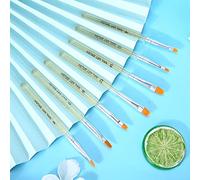 Tbest Juego de 7 Pinceles para Decoración de Uñas para Pintura en Gel, Transparente, Pincel para Dibujar Uñas con Pelo de Nailon, Tubo de Aluminio Metálico para Diseño de DIY, Herramientas de