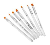 Tbest Juego de 7 Pinceles para Decoración de Uñas para Pintura en Gel, Transparente, Pincel para Dibujar Uñas con Pelo de Nailon, Tubo de Aluminio Metálico para Diseño de DIY, Herramientas de
