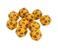 Tbest Juego de Dados de Mesa Acrílicos Poliédricos de Plástico, 10 Piezas, D20, D&D RPG, Alta Resistencia con Números Claros para Juegos de Mesa, Matemáticas (Yellow)
