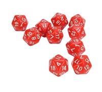 Tbest Juego de Dados Poliédricos de 10 Piezas, Dados Ligeros de Plástico de Alta Resistencia de 20 Caras para Juegos de rol, Juegos Educativos de Matemáticas de Mesa, (Rojo)