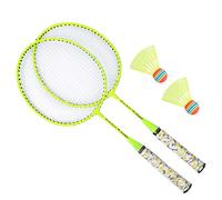 Tbest Juego de Raqueta de Bádminton para Niños con 2 Bolas, Juego de Deportes Al Aire Verde Fluorescente, Juguete Ligero de Aleación de Hierro y Nailon (Amarillo Fluorescente)