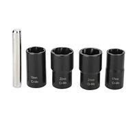 Tbest JUEGO DE VASOS GIROSOS EXTRACTOR DE TUERCA DE RUEDA DE BLOQUEO 5PCS KIT DE EXTRACCIÓN DE TUERCAS DE ACERO CROMADO MOLIBDENO DE TRABAJO PESADO CON VASOS DE 17MM 19MM 21MM 22MM