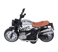 Tbest Juguete de Motocicleta Extraíble para Niños, Modelo de Motocicleta Retro de Aleación con Luz y Sonido, Coche de Juguete Accionado por Fricción, los Mejores Niños Pequeños (Plata Negro)