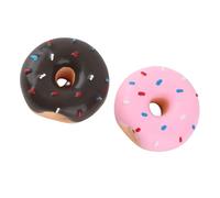 Tbest Juguetes de Protección de Kau de Mascota, 2 Pcs Látex Donut Juguetes para Perros, Marrón y Rosa, Adecuado para Perros, Mejora de la Relación Propietario