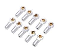 Tbest Junta de Extremo de Varilla de Enlace de Aluminio M3, 10 Uds., para Actualización de Coche AXIAL SCX10 1/10 RC, Soporte de Cabeza de Metal de Alta Resistencia para Conducción Estable (Silver)