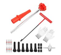 Tbest Kit de Extracción de Válvulas para Neumáticos, Juego de Herramientas para Desmontar Válvulas 23 Piezas con TR413 TR414 y Extractor de Núcleo de Válvula (con Tubo de posicionamiento Rojo)