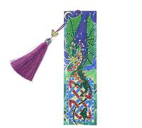 Tbest Kit de Marcapáginas de Pintura de Diamante Diy con Patrón de Animales, Borla y Artesanía Numerada para Niños y Adultos, Soporte de Página sin Arañazos para Libros