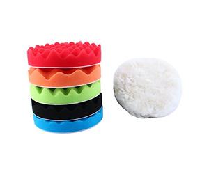 Tbest Kit de Taladro para Pulidor de Coche, Juego Profesional de Almohadillas de Pulido de Lana de Esponja de 6 Pulgadas con Adaptador para Detalles de Vehículos, Pulido, Encerado,