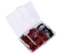 Tbest Kit Universal de 158 Tornillos de Carenado para Motocicleta con Llave de Junta, Sujetadores de Aluminio para Carenados Delanteros, Medios, Inferiores, Traseros y Parabrisas (rojo)