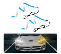 Tbest Luces de circulación Diurna,2PCS 60cm 3 Modos 3 Colores Ultra Thin Tira de Luces de LED para Coche DRL 300LED 12V IP65 Impermeable Luz Diurna Lámpara Tira del Faro de señal de