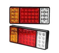 Tbest Luz Trasera de Camión 36LED, Lámpara Trasera Superbrillante para Remolque, 3 Colores, Rojo, ámbar, Blanco, 12V, IP67, 315x135mm, 2 uds.