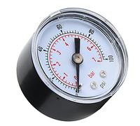 Tbest Manómetro Mecánico 0 100Psi 0 7Bar 1/8 Pulgadas Conexión Trasera Bspt para Aceite con Esfera Transparente de Doble Escala y Caja de Metal (0-100 psi, 0-7 bares)