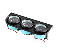 Tbest Medidor de Coche 3 en 1, Voltímetro Universal de 12 V, Medidor de Temperatura del Agua y Presión de Aceite, Kit con Alta Sensibilidad, Fácil Manejo, Metal Negro, 52 Mm