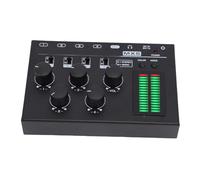 Tbest Mezclador de Sonido de 4 Canales, Mezclador de Audio Compacto con Pantalla de Nivel LED, Salida de Entrada de 3.5 Mm de 6.35 Mm con Alimentación de Music Studio DJ Home Recording