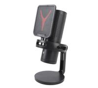 Tbest Micrófono de Juego RGB USB Condenser PC Mic con Táctil Calidad de Sonido Mute Mute para Podcasts de Transmisión ABS Negro