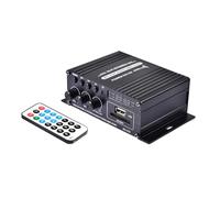 Tbest Mini Amplificador de Potencia de Audio HiFi Receptor Estéreo de 2 Canales 20 W + 20 W con Control Remoto para el Hogar del Automóvil FM MP3 AUX USB Reproducción de Tarjeta SD (AK370 con
