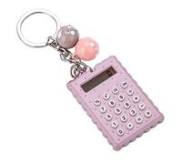 Tbest Mini Calculadora Portátil con Llavero - Calculadora de Bolsillo con Pantalla de 8 bits para la Escuela, la Oficina, Viajes - Lindos Botones de Silicona de Color Verde (Gris Púrpura)