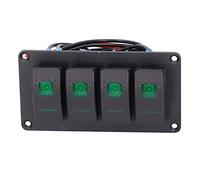 Tbest Panel de Interruptor Basculante de 4 Entradas, Retroiluminación Led, Sobrecalentamiento de 5 Pines, 12V/24V, para Vehículo, Barco Marino, Yate, Camión, Luz Naranja (D (verde))