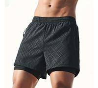Tbest Pantalones Cortos de Running para Hombre, 2 en 1, para Gimnasio, Yoga, Deportes, con Tejido Transpirable de Secado Rápido para Correr, Aprenar Baloncesto y Fitness.
