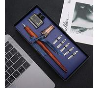 Tbest Pensos Cómicos de Dibujo de Caligrafía Antigua para una Práctica de Escritura Elegante con Soporte de Madera, Diseño Ergonómico, Luz para Uso Cómodo, Incluye Plumas de Lápiz y una Base de