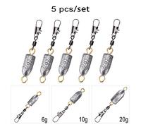 Tbest Pesas Pesca, 5 Pcs Pesas de Pesca Plomos de Platinas de Rolling Swivel con Conector de Enclavamiento a Presión 6g / 8g / 10g / 20g(10g)