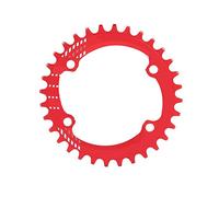 Tbest Plato de icleta de Montaña,96 mm BCD 32T 34T 36T 38T Plato Ancho Estrecho Anillo de Cadena de icleta Plato de Aluminio Solo Plato Compatible M6000 M7000 M8000 BMX(32T Rojo)